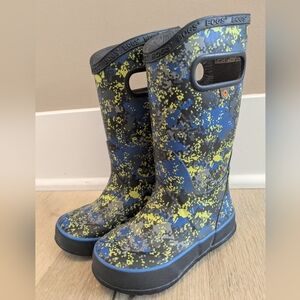 Bogs Boy's Black, Blue, & Lime Splatter Boots; Size: 10 Toddler